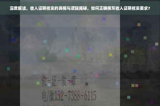 深度解读，收入证明核实的真相与逻辑揭秘，如何正确撰写收入证明核实要求？