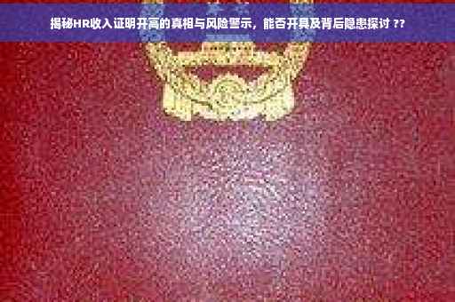 揭秘HR收入证明开高的真相与风险警示，能否开具及背后隐患探讨 ??