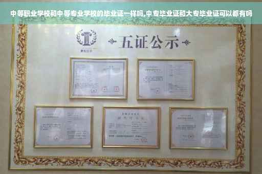 中等职业学校和中等专业学校的毕业证一样吗,中专毕业证和大专毕业证可以都有吗