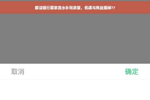 解读银行国家流水补贴政策，机遇与挑战揭秘??