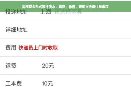 揭秘现金形式银行流水，真相、作用、查询方法与注意事项