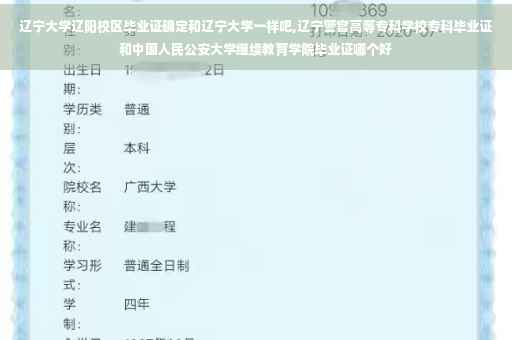 辽宁大学辽阳校区毕业证确定和辽宁大学一样吧,辽宁警官高等专科学校专科毕业证和中国人民公安大学继续教育学院毕业证哪个好