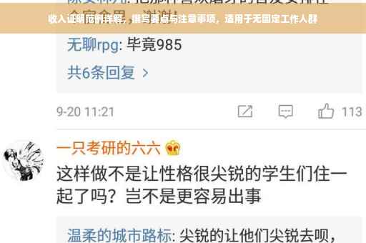 收入证明范例详解，撰写要点与注意事项，适用于无固定工作人群