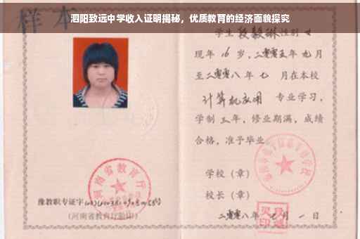 泗阳致远中学收入证明揭秘，优质教育的经济面貌探究