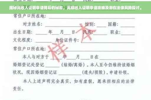 揭秘高收入证明申请背后的秘密，高额收入证明申请攻略及潜在法律风险探讨。