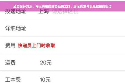 原告银行流水，揭示真相的财务证据之旅，展示诉求与隐私权衡的探讨