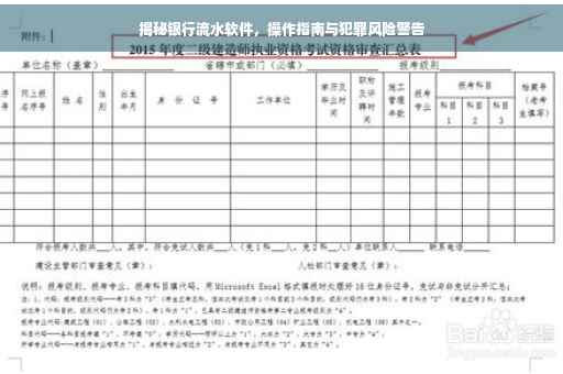 揭秘银行流水软件，操作指南与犯罪风险警告