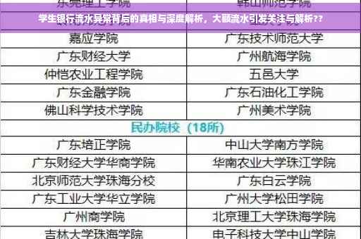 学生银行流水异常背后的真相与深度解析，大额流水引发关注与解析??