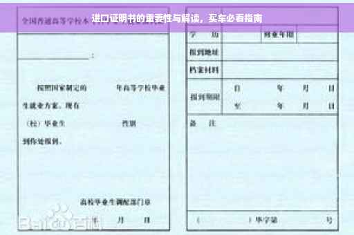 进口证明书的重要性与解读，买车必看指南