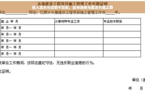 收入流水与证明不匹配，探寻真相与解决方案之路