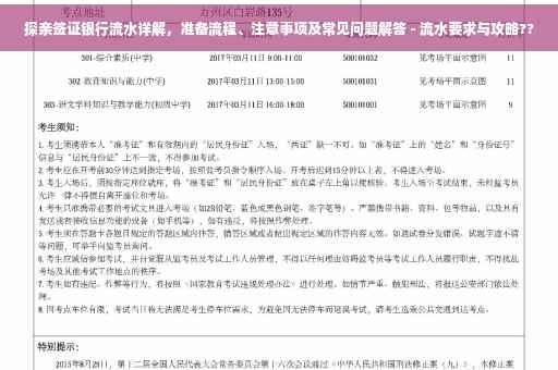探亲签证银行流水详解，准备流程、注意事项及常见问题解答 - 流水要求与攻略??