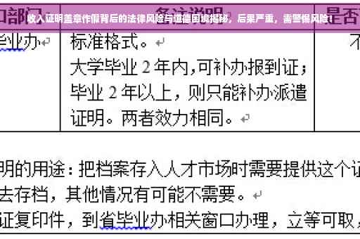 收入证明盖章作假背后的法律风险与道德困境揭秘，后果严重，需警惕风险！