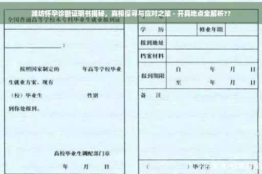 潍坊怀孕诊断证明书揭秘，真相探寻与应对之策 - 开具地点全解析??