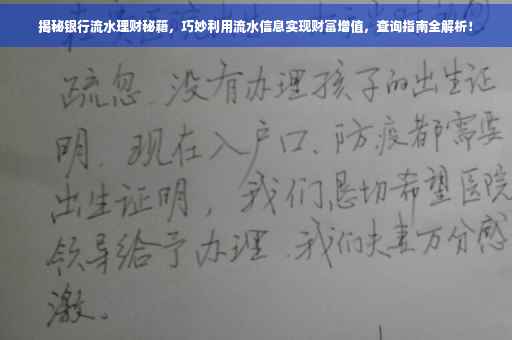 揭秘银行流水理财秘籍，巧妙利用流水信息实现财富增值，查询指南全解析！