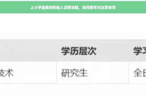 上小学需提供的收入证明详解，如何撰写与注意事项