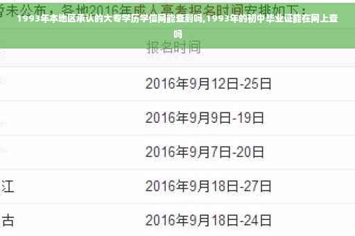 1993年本地区承认的大专学历学信网能查到吗,1993年的初中毕业证能在网上查吗