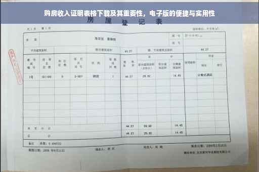 购房收入证明表格下载及其重要性，电子版的便捷与实用性