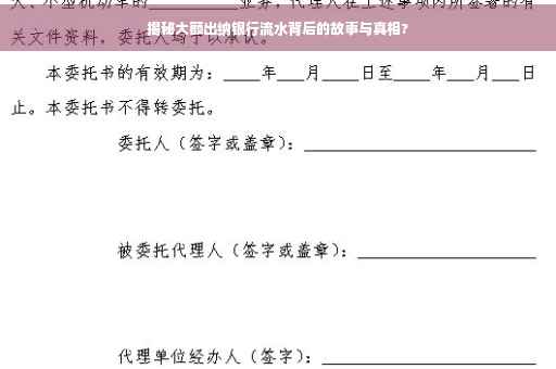 揭秘大额出纳银行流水背后的故事与真相?