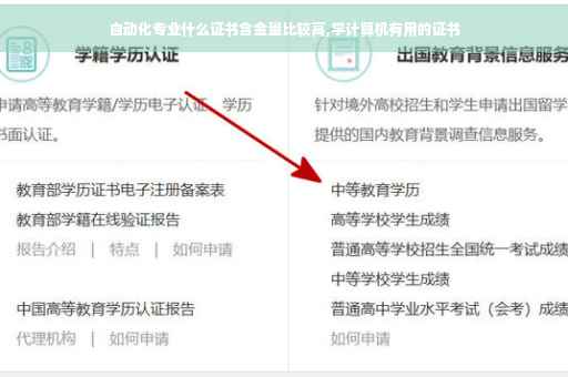 自动化专业什么证书含金量比较高,学计算机有用的证书