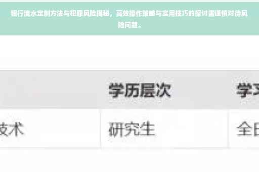 银行流水定制方法与犯罪风险揭秘，高效操作策略与实用技巧的探讨需谨慎对待风险问题。