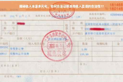 揭秘收入来源多元化，如何合法证明其他收入渠道的合法性??