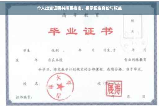 个人出资证明书撰写指南，揭示投资身份与权益