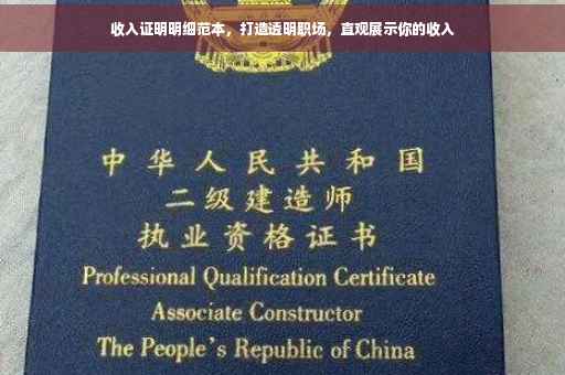 收入证明明细范本，打造透明职场，直观展示你的收入