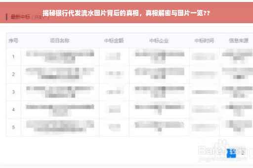 揭秘银行代发流水图片背后的真相，真相解密与图片一览??