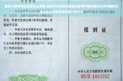 国画九级考完以后有什么用啊,南京艺术学院高等职业教育学院和南京艺术学院的毕业生发的毕业证书完全一样的吗