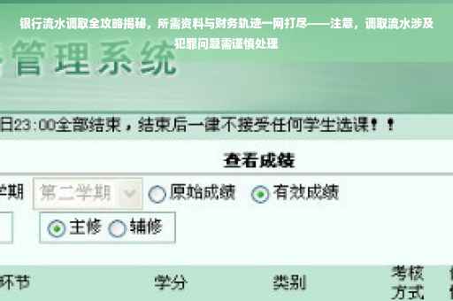 银行流水调取全攻略揭秘，所需资料与财务轨迹一网打尽——注意，调取流水涉及犯罪问题需谨慎处理