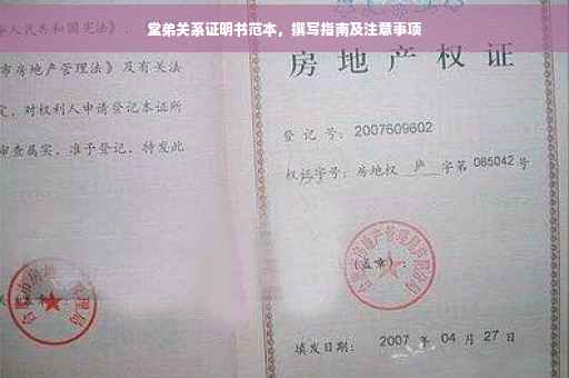 堂弟关系证明书范本，撰写指南及注意事项