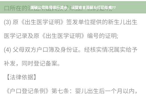 揭秘公司账号银行流水，运营资金洞察与打印指南??