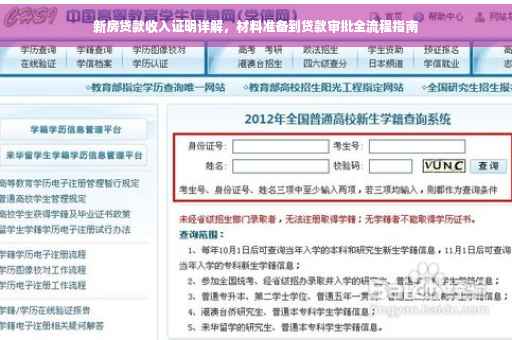 新房贷款收入证明详解，材料准备到贷款审批全流程指南