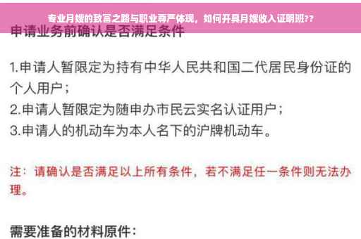 专业月嫂的致富之路与职业尊严体现，如何开具月嫂收入证明班??