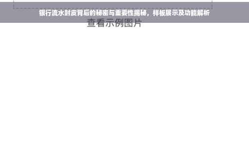 银行流水封皮背后的秘密与重要性揭秘，样板展示及功能解析