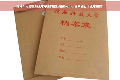 揭秘！无需繁琐流水审查的银行借款app，告别银行卡流水困扰！