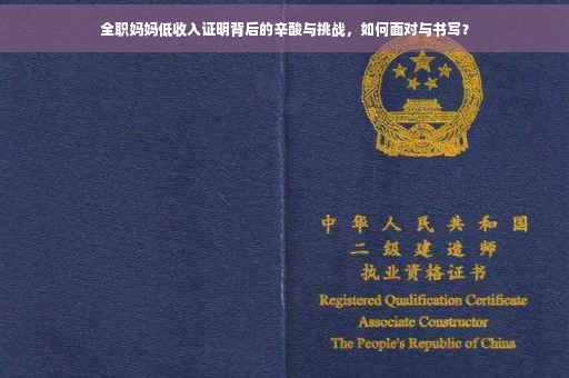 全职妈妈低收入证明背后的辛酸与挑战，如何面对与书写？