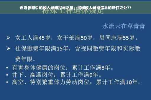 自媒体眼中的收入证明探寻之旅，揭秘收入证明信息的所在之处??