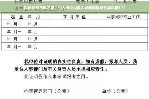 揭秘财务自由之路，个人卡公司收入证明详解及开具指南?⚡️