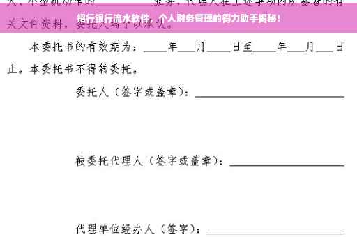 招行银行流水软件，个人财务管理的得力助手揭秘！