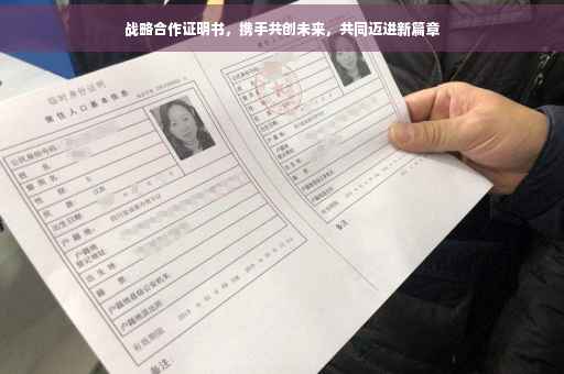 战略合作证明书，携手共创未来，共同迈进新篇章
