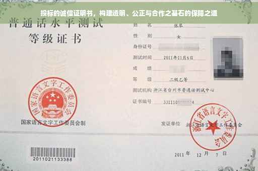 投标的诚信证明书，构建透明、公正与合作之基石的保障之道