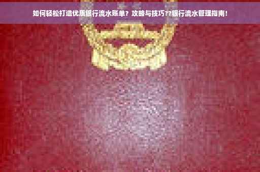 如何轻松打造优质银行流水账单？攻略与技巧??银行流水管理指南！