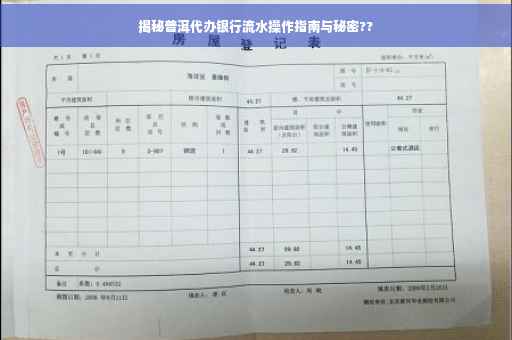 揭秘普洱代办银行流水操作指南与秘密??
