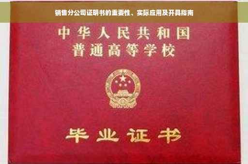 销售分公司证明书的重要性、实际应用及开具指南