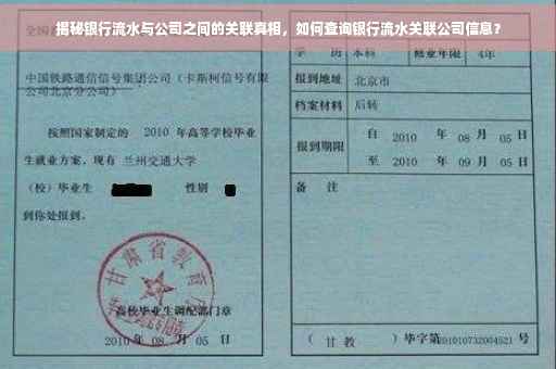 揭秘银行流水与公司之间的关联真相，如何查询银行流水关联公司信息？