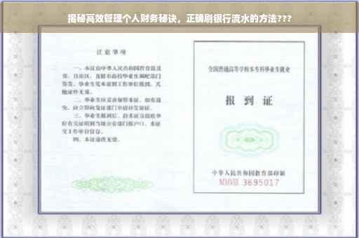 揭秘高效管理个人财务秘诀，正确刷银行流水的方法???