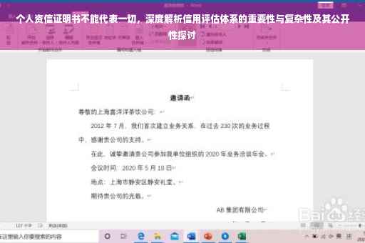 个人资信证明书不能代表一切，深度解析信用评估体系的重要性与复杂性及其公开性探讨