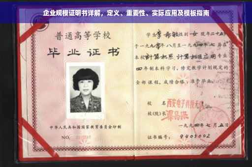 企业规模证明书详解，定义、重要性、实际应用及模板指南