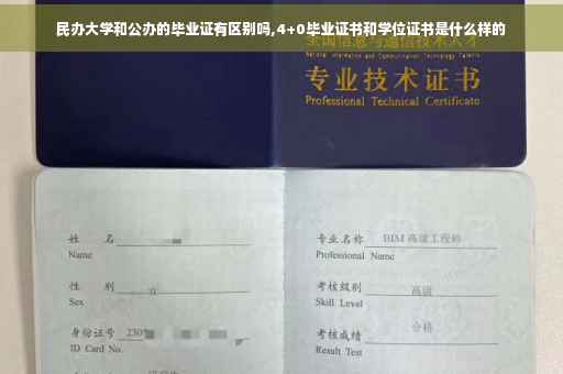民办大学和公办的毕业证有区别吗,4+0毕业证书和学位证书是什么样的